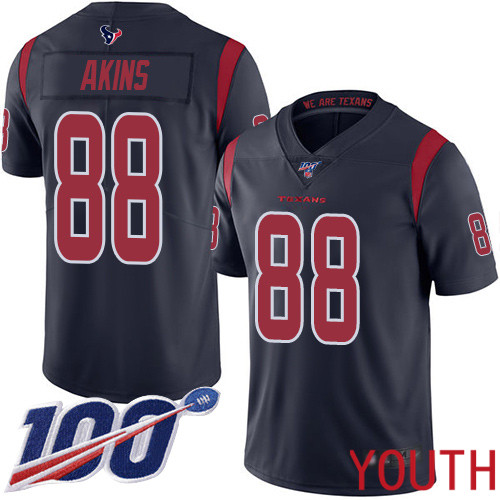Houston Texans Limited Navy Blue Youth Jordan Akins Jersey NFL Football 88 100th Season Rush Vapor Untouchable